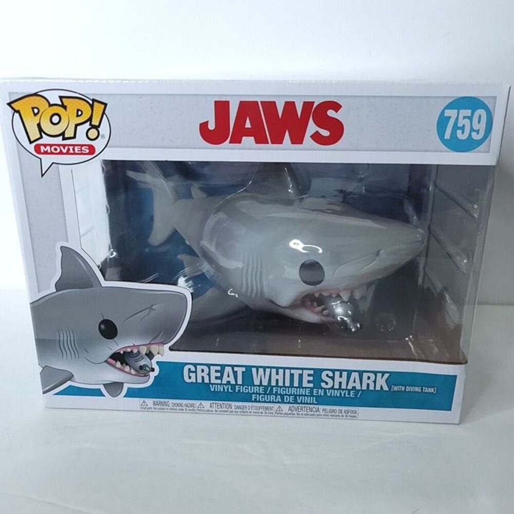 Funko POP! Movies: Jaws Great White Shark with Diving Tank Vinyl Figure #759 NEW